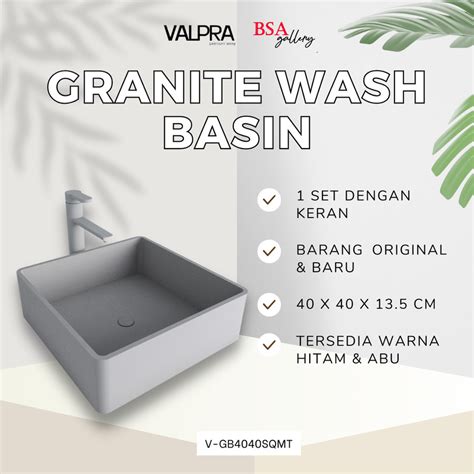 Jual Granite Wash Basin Grey Valpra Wastafel Meja Kotak Abu Set