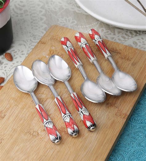 Buy Stainless Steel Moroccan Spoons Set Of 6 By Vareesha Online Spoons Spoons Test 1