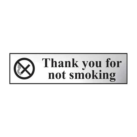 Thank You For Not Smoking Sign Chrome Effect Self Adhesive Pvc 200mm X 50mm Rsis