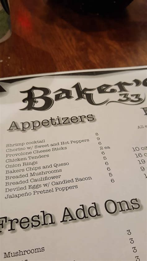 Menu At Bakers Cafe Canton