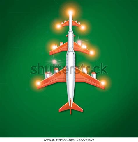 Christmas Tree Airplanes Decorative Lights Against Stock Illustration ...