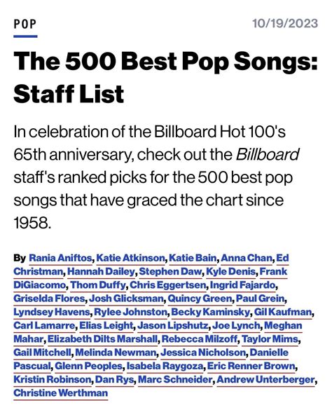 Billboard have done a “Top 500 Pop songs of all time” list, and The Weeknd had only ONE ...