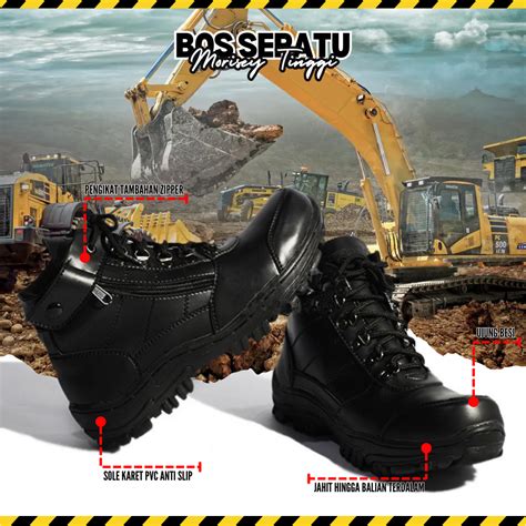 Jual Sepatu Pria Boots Safety Ujung Besi Crocodile Morisey Zipper