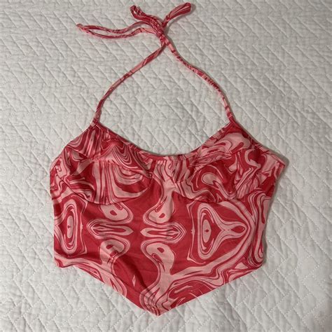 Hot Pink Marble Summer Crop Top Size Small Us Depop