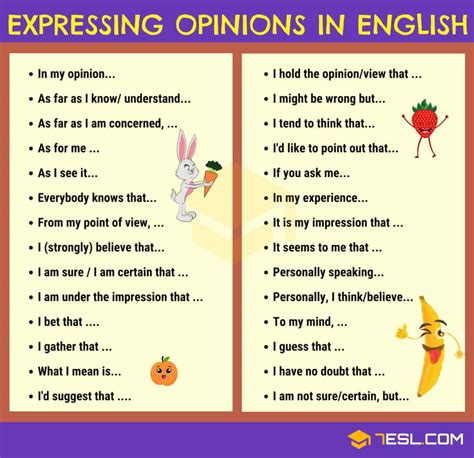 How To Express Your Opinions In English Esl