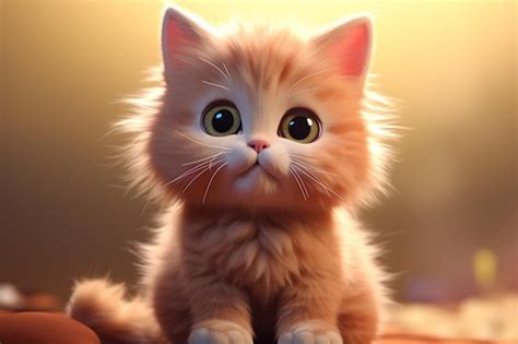 Premium Ai Image Cute Kitten Character 3d