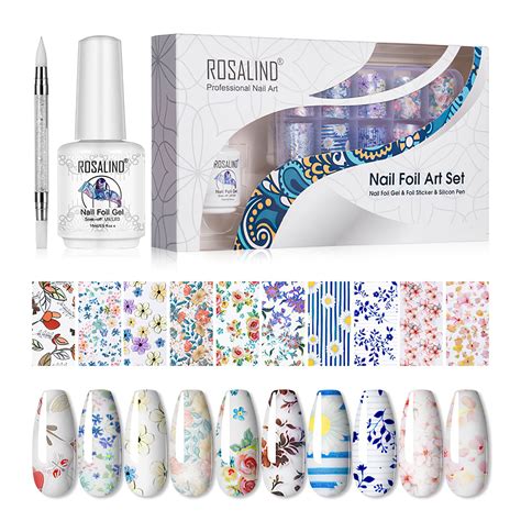 Tureclos Nail Art Foil Glue Gel With Starry Sky Star Foil Stickers Set