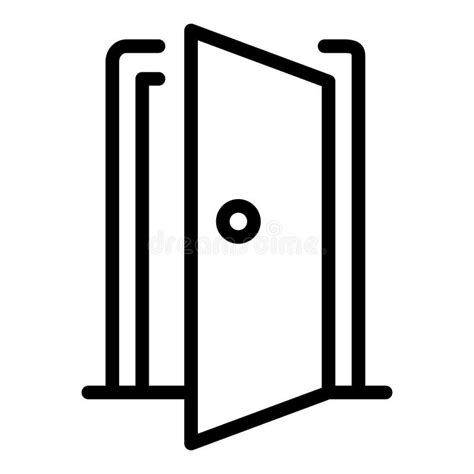 Abrir Puerta Del Icono De La Casa Estilo De Contorno Ilustración del