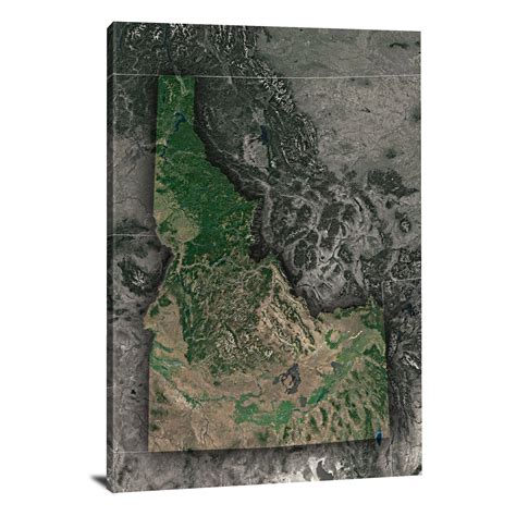 Idaho State Satellite Map 2022 Canvas Wrap