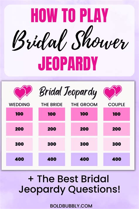 100 Bridal Jeopardy Game Questions How To Play Bold Bubbly