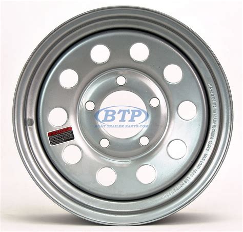 Trailer Wheel 13 inch Silver Modular Steel 5 Lug Rim 5 on 4 1/2