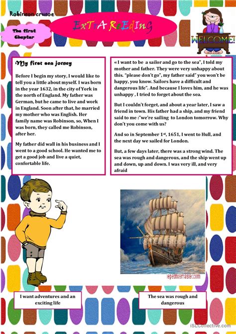 Robinson Crusoe Chapter One English ESL Worksheets Pdf Doc