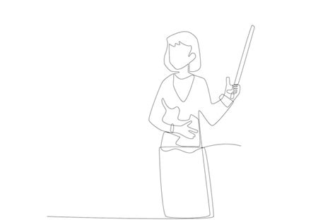 Premium Vector A Female Teacher Teaching In Front Of The Class Using