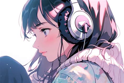 Premium Ai Image Beautiful Anime Girl Listening To Lofi Hip Hop Music