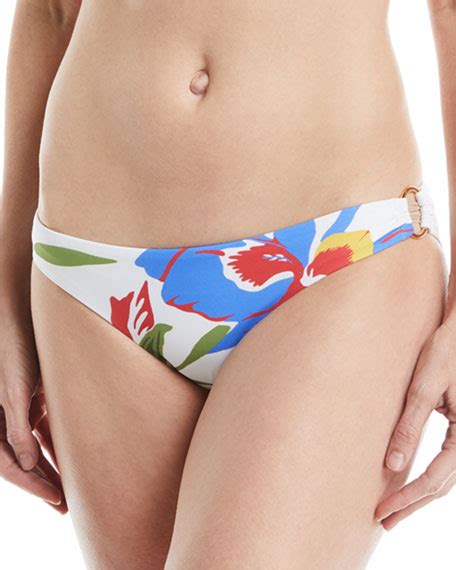 Tory Burch Floral Print Hipster Swim Bikini Bottoms With Ring Detail