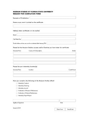 Fillable Online Fsu Request For Completion Form Florida State