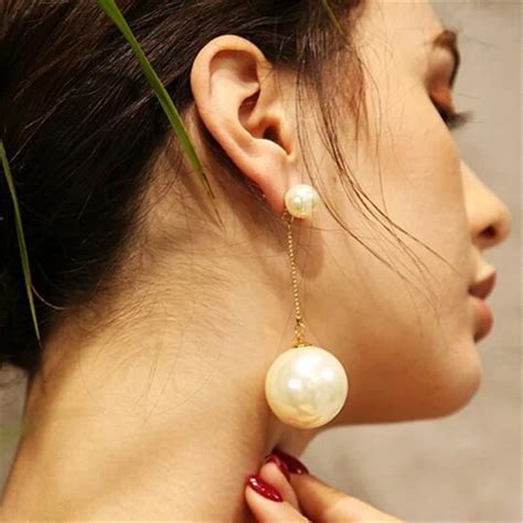 Aliexpress Buy Trendy Elegant Big Simulated Pearl Long Earrings