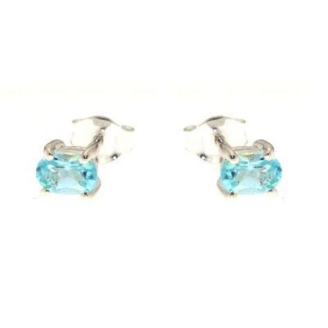 Boucles D Oreilles Argent Topaze Bleue Trait E Ovale X Ref