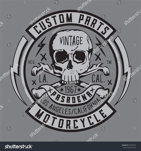 Skull Motorcycle Typography Tee Shirt Graphics Stock Vector (Royalty ...