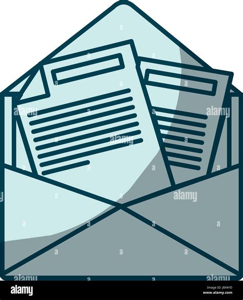 Blue Shading Silhouette Of Opened Envelope Mail Stock Vector Image