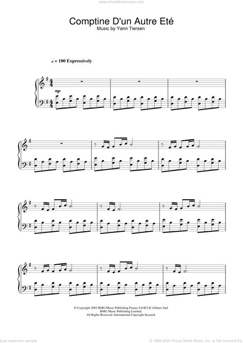 Comptine D Un Autre Ete From Amelie Sheet Music For Piano Solo V2