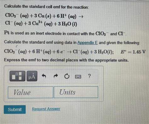 Solved Calculate The Standard Cell Emf For The Reaction