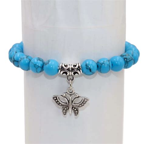 Turquoise Kralen Armband Met Vlinder Bedel Spiritueelboek Nl