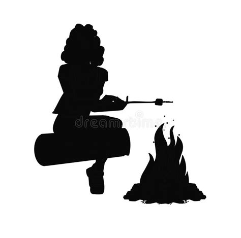 Woman Roasting Marshmallows Stock Illustration Illustration Of