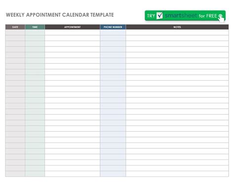 Printable Daily Appointment Calendar