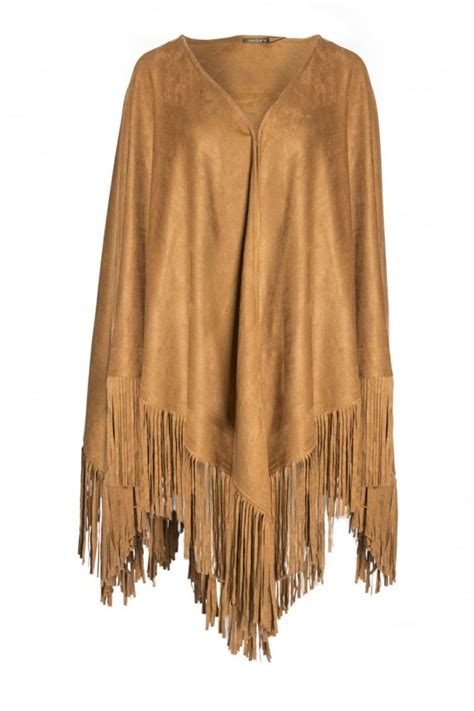 Mocha Golden Faux Suede Cape Jayley