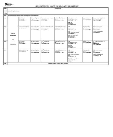 PDF Copia De Cronograma De Horarios Y Espacios Feria EP Y ES