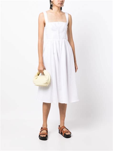 Reformation Tagliatelle Linen Midi Dress In White Modesens