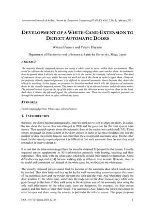 DEVELOPMENT OF A WHITE CANE EXTENSION TO DETECT AUTOMATIC DOORS PDF