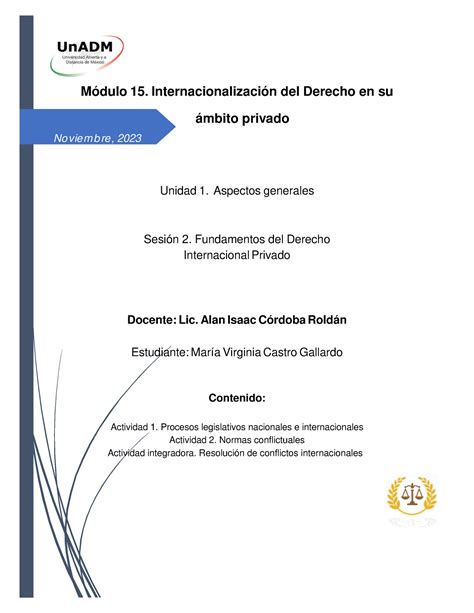 M15 U1 S2 MACG Trabajo Módulo 15 Internacionalización del Derecho