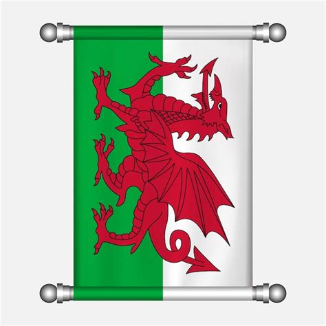 Premium Vector Realistic Hanging Flag Of Wales Pennant