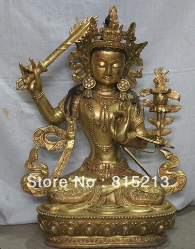 Bi Tibet Tibetan Dragon Robe Bronze Gilt Wenshu Manjushri