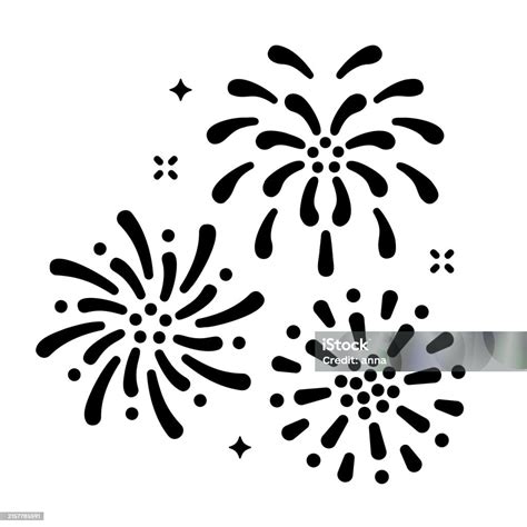 Fireworks Silhouette Vector Icon Of Fireworks Stock Illustration ...