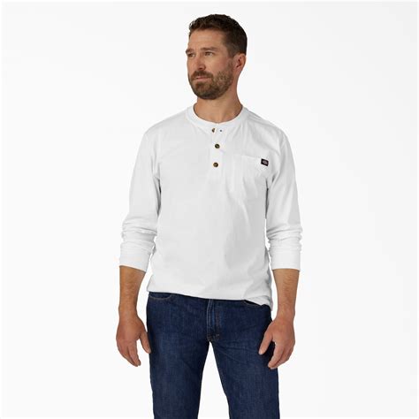 Long Sleeve Heavyweight Henley Shirt White Dickies Canada