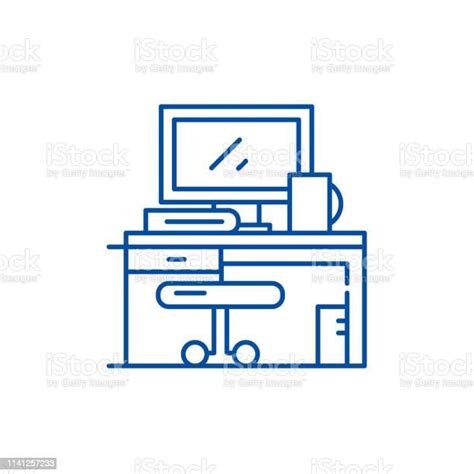 작업 공간 라인 아이콘 개념입니다 직장 평면 벡터 기호 기호 개요 그림 개념에 대한 스톡 벡터 아트 및 기타 이미지 개념