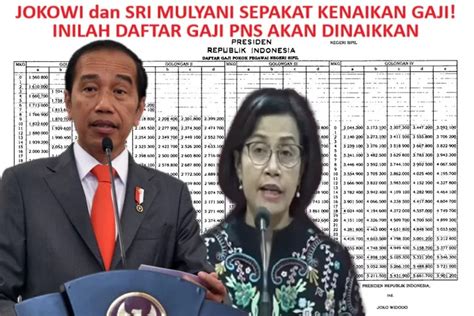 Jokowi Dan Sri Mulyani Sepakat Kenaikan Gaji Inilah Daftar Gaji Pns