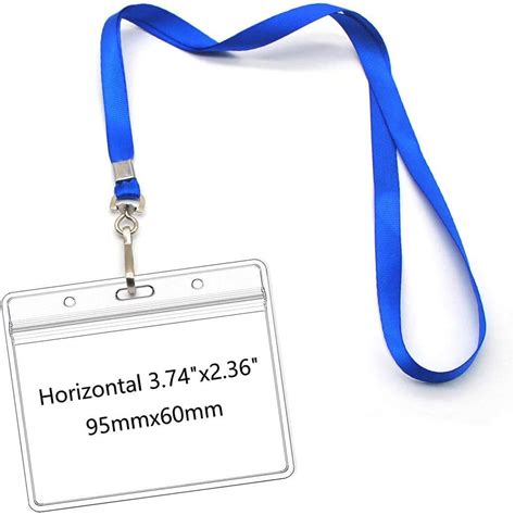 Waterproof Name Tag Badge Holders With Neck Lanyard Swivel J Hook Clip