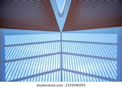 Modern Architecture Roof Structure Construction Site Stock Photo