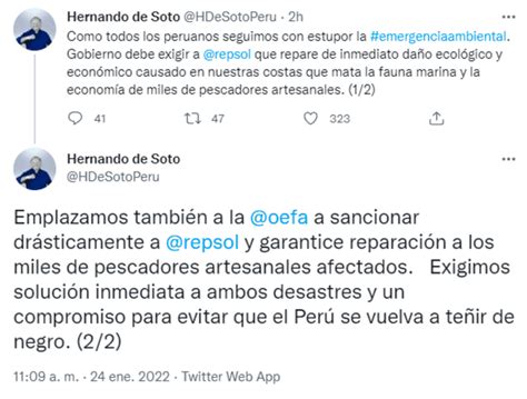 Keiko Fujimori Y Hernando De Soto Se Pronuncian Sobre Derrame De Repsol