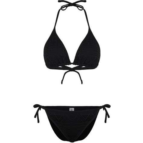 Trendyol Black Triangle Tie Textured Bikini Set EPonuda