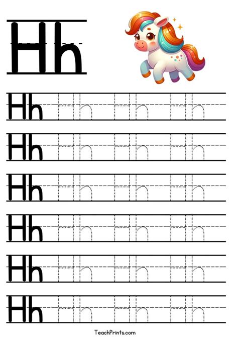 Letter H Tracing Worksheet Free Printables Teach Prints