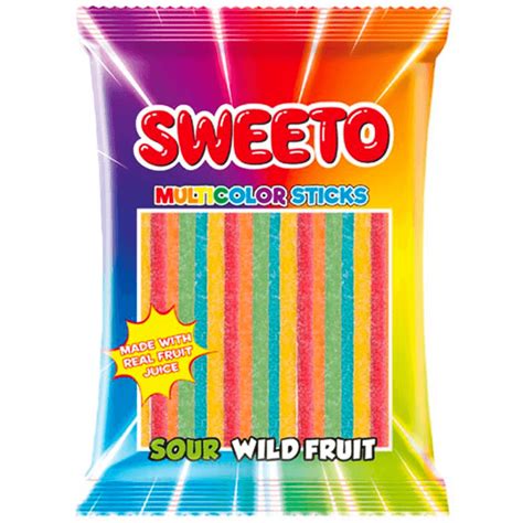 Sweeto Multicolour Sticks Sour Wild Fruit 80g Sosweet