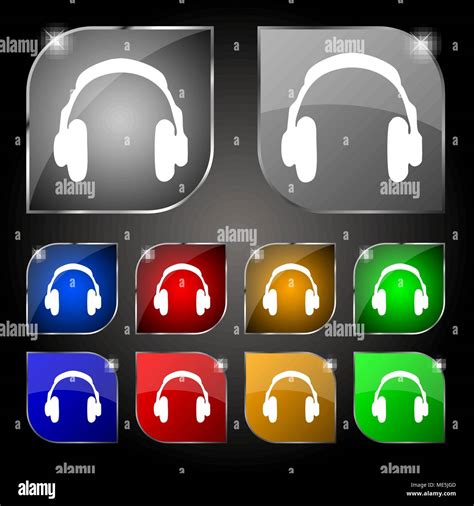 Headsets Icon Sign Set Of Ten Colorful Buttons With Glare Vector