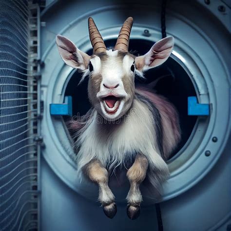 Goat Stuck in Washing Machine Funny Meme Illustration Generative AI ...