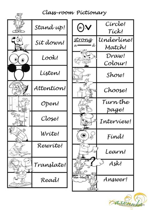 Classroom Pictionary English Esl Worksheets Pdf And Doc