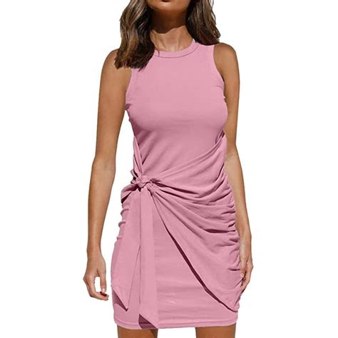 Entyinea Womens Spring Summer Dresses Casual Sleeveless V Neck Dot